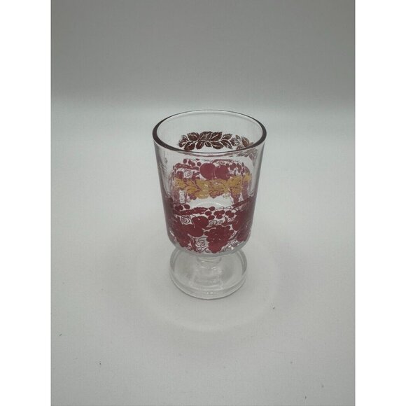 VTG French Luminarc Gold & Red Grape/Leaf Design Cordial Glass & Decanter Set - Picture 12 of 16